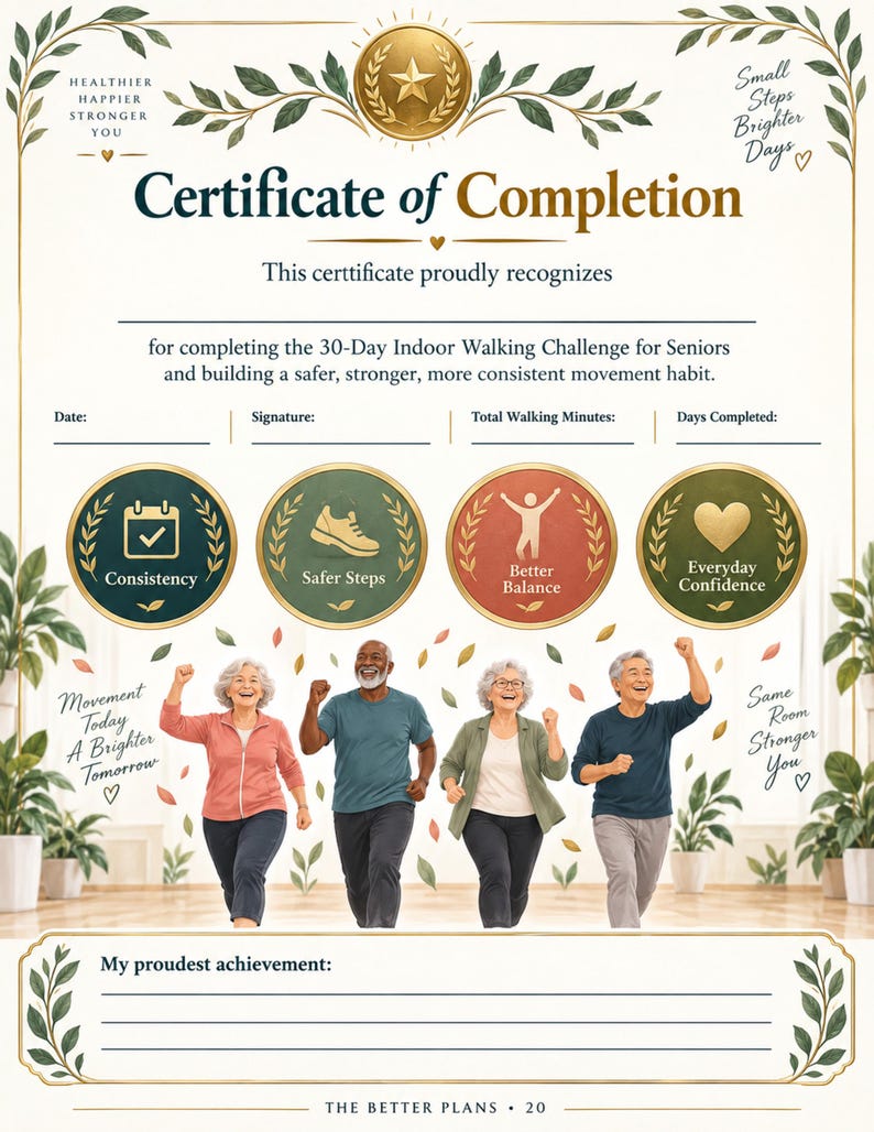 30 Day Indoor Walking Challenge for Seniors, Low Impact Exercise Plan, Balance and Mobility Printable, Senior Fitness PDF — original Etsy mockup 10