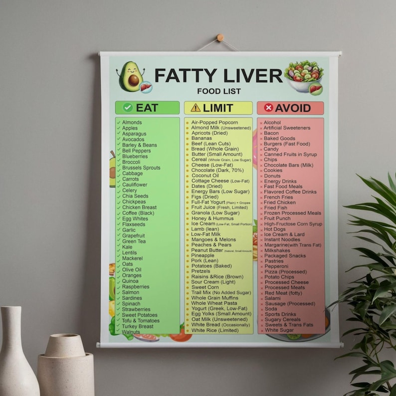 Fatty Liver Food List Printable | NAFLD/NASH Grocery Guide & Food Chart — original Etsy mockup 5