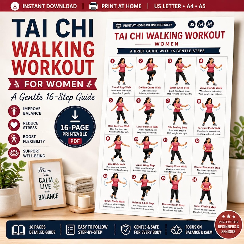 Tai Chi-träningsschema för kvinnor och seniorer med balansövningar (PDF-nedladdning) bild 7