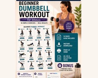 Beginner Dumbbell Workout Chart for Women | Full Body Strength Routine (Digital Download)