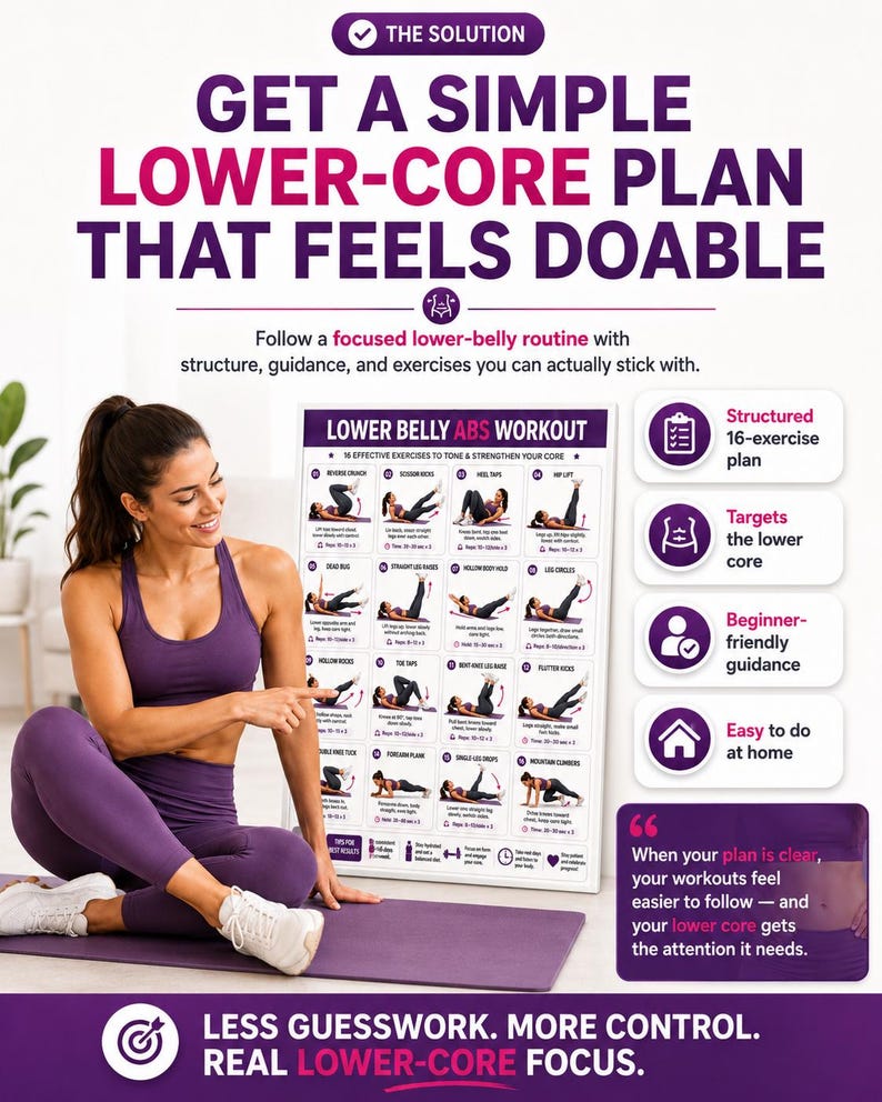 Lower Belly Abs Workout Printable | Core Floor Exercise Chart — original Etsy mockup 3