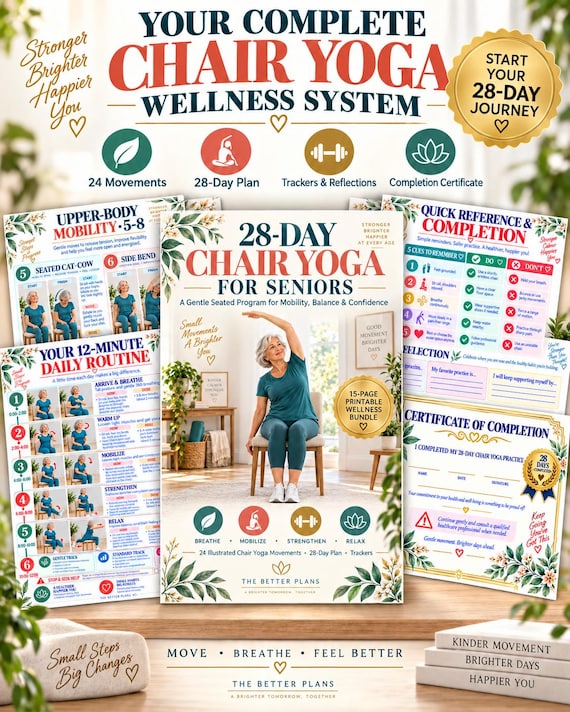 28-Day Chair Yoga for Seniors Printable | Seated Balance & Mobility Plan