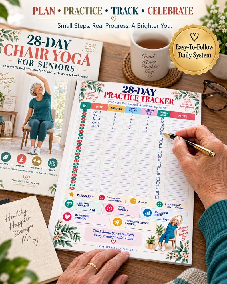 28-Day Chair Yoga for Seniors Printable | Seated Balance & Mobility Plan — original Etsy mockup 3