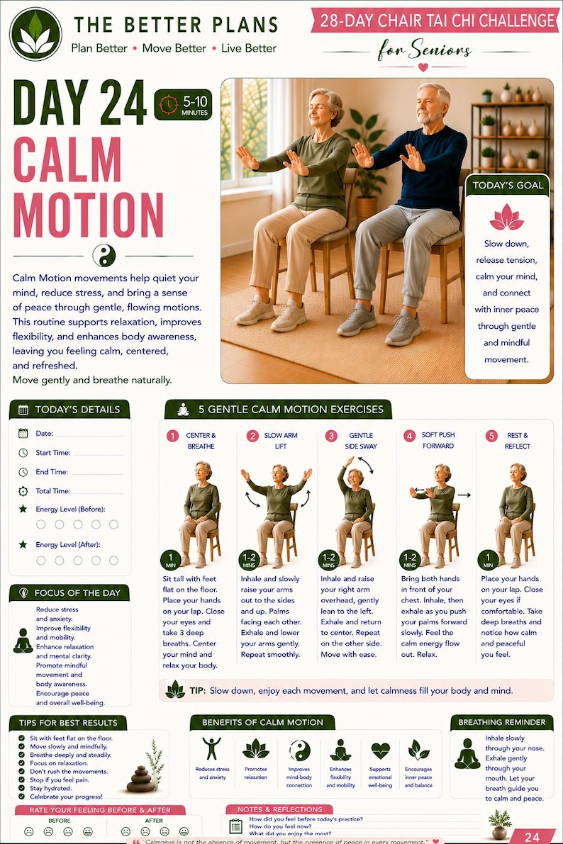 28-Day Chair Tai Chi Challenge for Seniors | Gentle Daily Exercises (Digital Download) — original Etsy mockup 12
