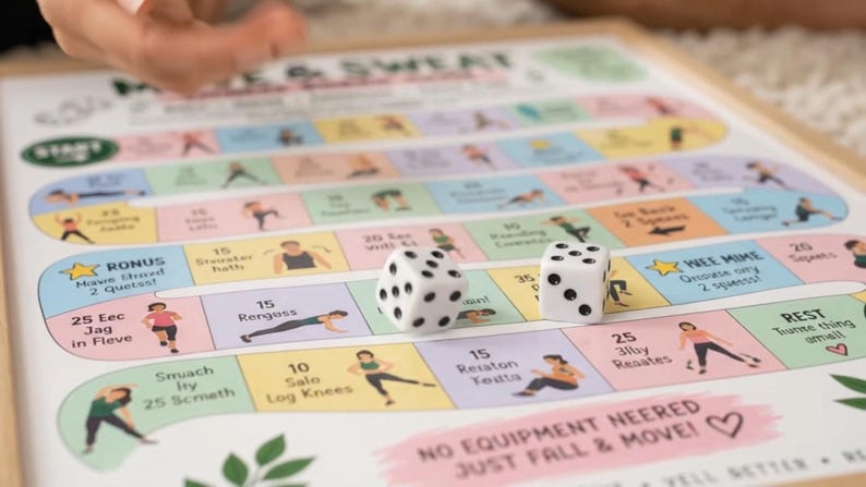 Kids Exercise Game Printable, PE Fitness Activity, Movement Board Game, Classroom Brain Break, Homeschool PE Game, Indoor Activity PDF — original Etsy mockup 7
