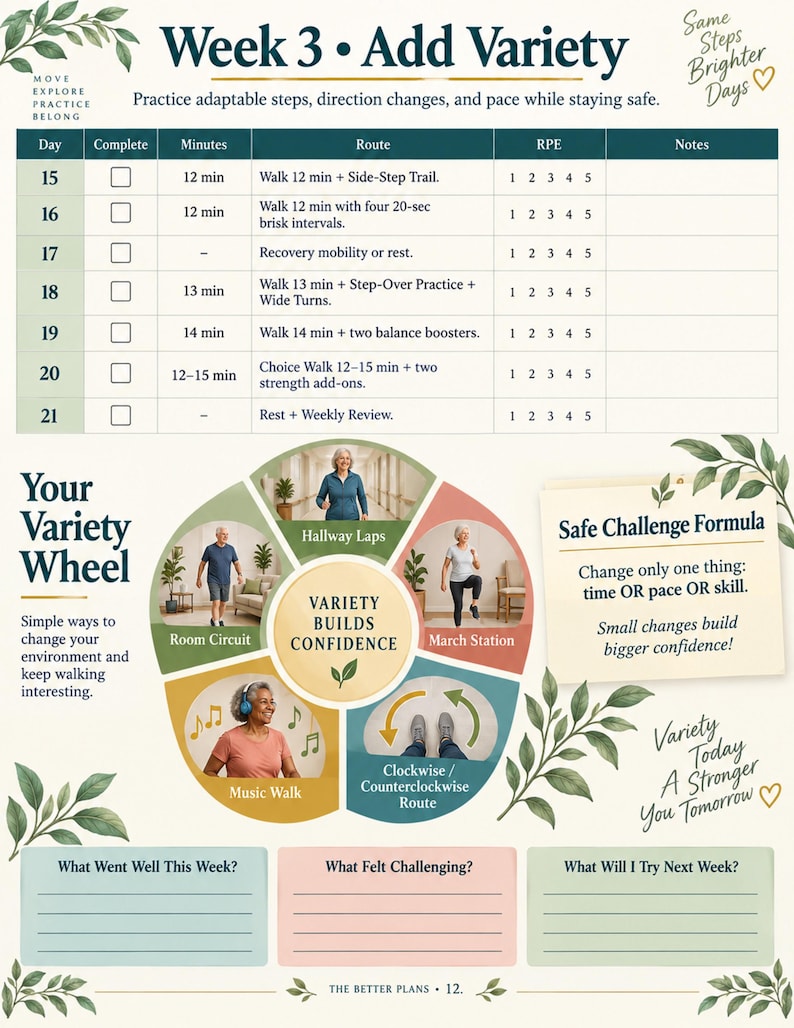 30 Day Indoor Walking Challenge for Seniors, Low Impact Exercise Plan, Balance and Mobility Printable, Senior Fitness PDF — original Etsy mockup 8