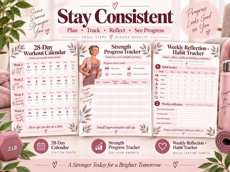 28-Day Perimenopause Workout Program | Women Over 40 Strength Training, Beginner Dumbbell Home Fitness PDF — original Etsy mockup 7