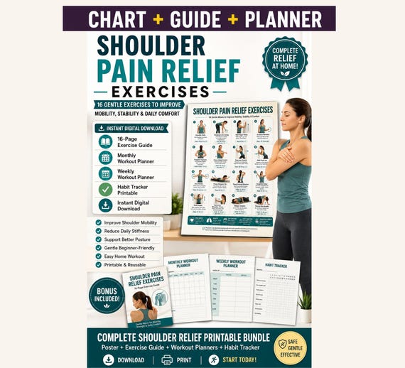 Shoulder Mobility Exercises Printable | Gentle Strength & Stability Workout Chart