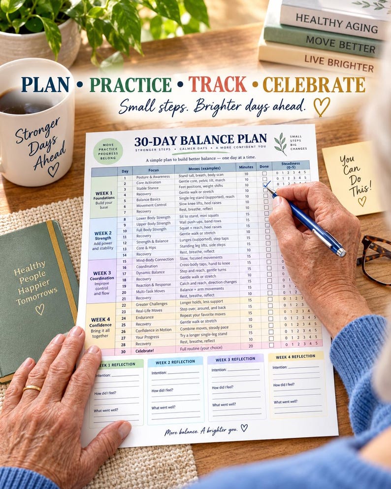 30-Day Balance Challenge for Seniors Printable | Chair-Supported Stability Exercises — original Etsy mockup 6