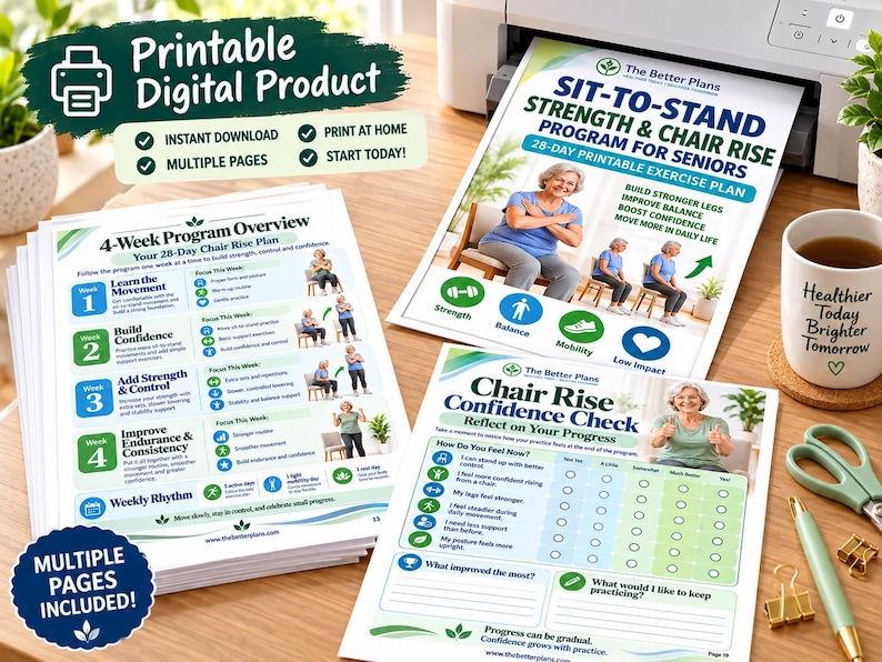 Chair Rise Strength Program for Seniors | Sit to Stand Exercise Plan, 28-Day Printable PDF — original Etsy mockup 6