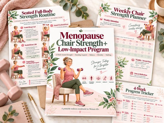 Chair Workout for Women 40+, 4-Week Menopause Strength and Mobility Planner