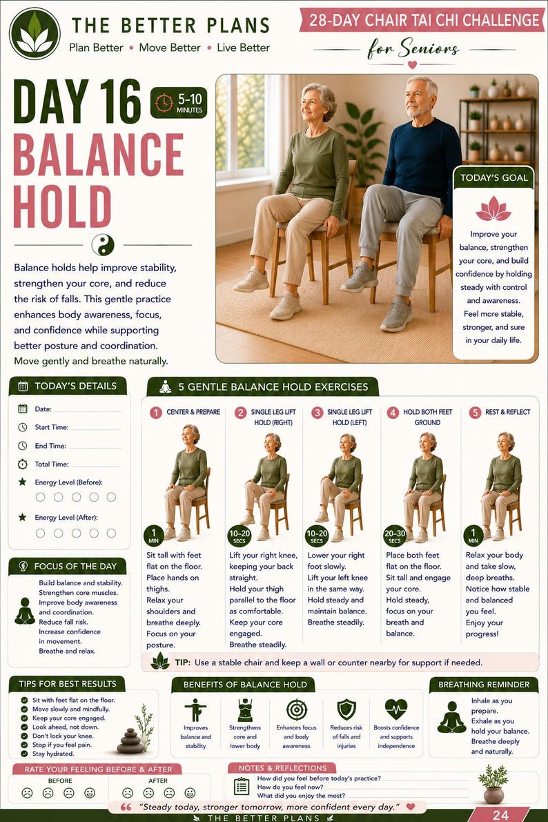 28-Day Chair Tai Chi Challenge for Seniors | Gentle Daily Exercises (Digital Download) — original Etsy mockup 9