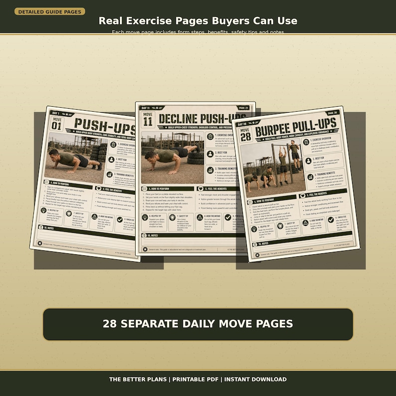 28-Day Military Calisthenics Workout Plan for Men — original Etsy mockup 7