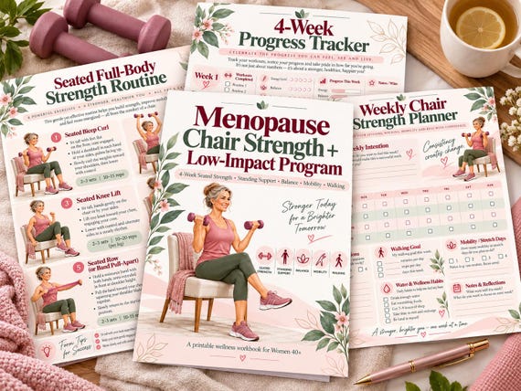 Menopause Chair Strength Program, 16-Page Low-Impact Workout for Women 40+
