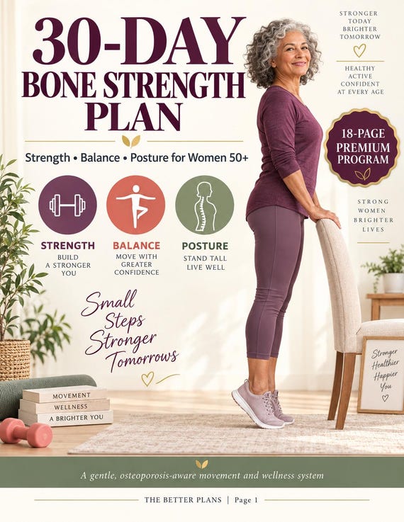 Women Over 50 Workout Plan, 30-Day Strength Balance and Posture Program, Gentle Senior Fitness Printable, Exercise Calendar PDF