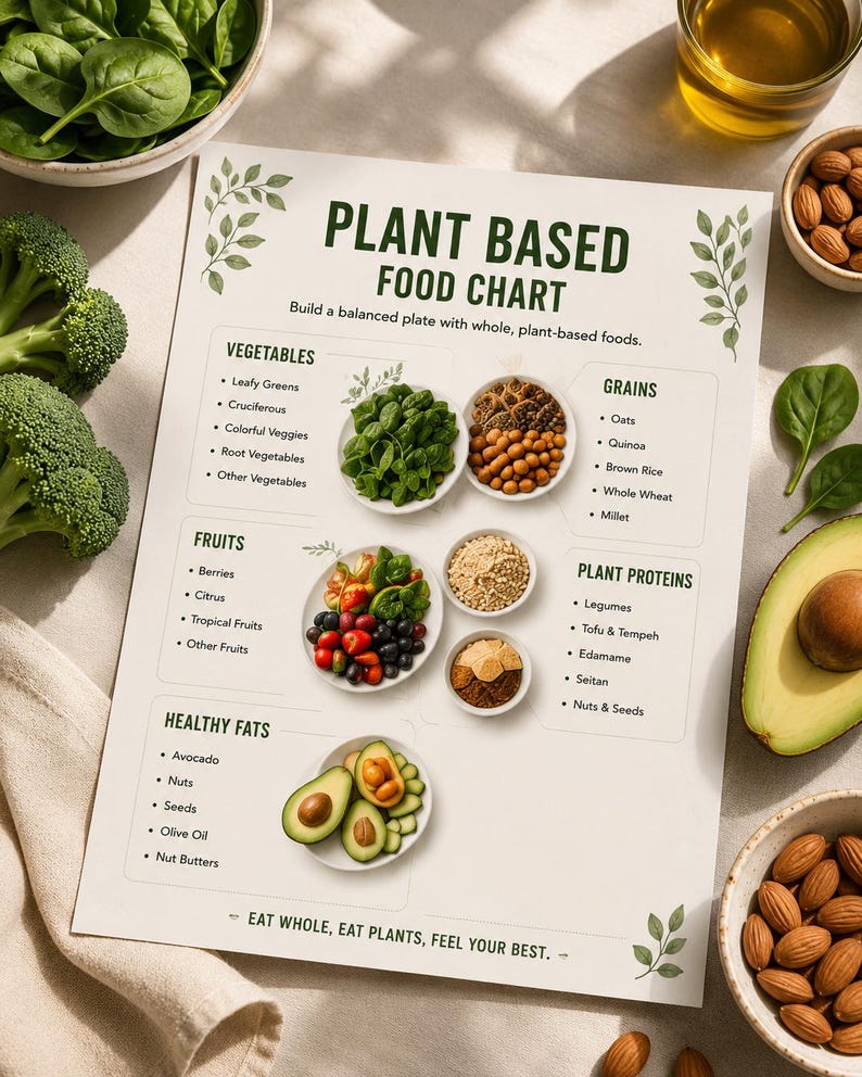 Plant Based Diet Bundle | Vegan Meal Planner, Grocery Checklist (PDF) — original Etsy mockup 5