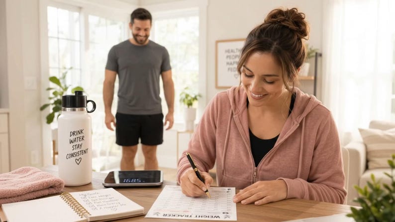 Weight Tracker – Weight Loss Goals and Weight Gain Goals Journal (Printable PDF) — original Etsy mockup 3