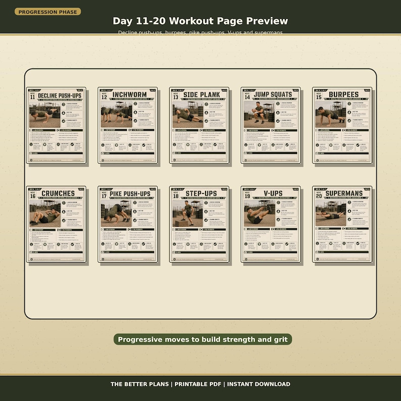 28-Day Military Calisthenics Workout Plan for Men — original Etsy mockup 4