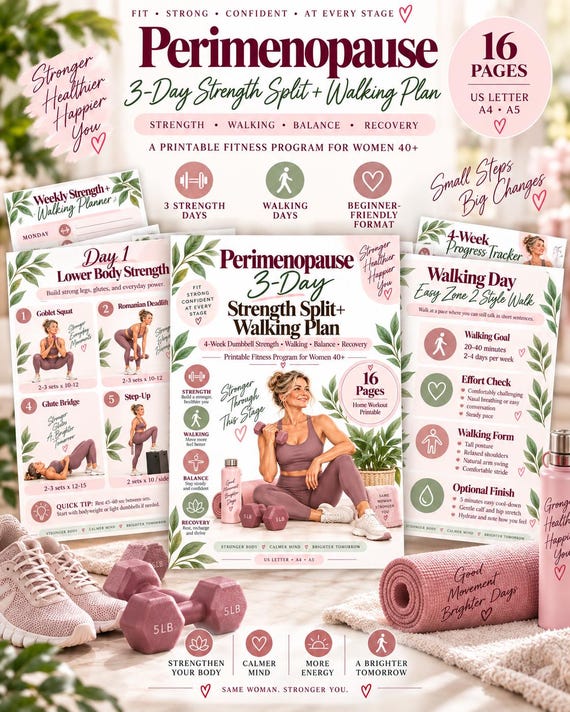 Perimenopause 3-Day Strength and Walking Plan for Women 40+