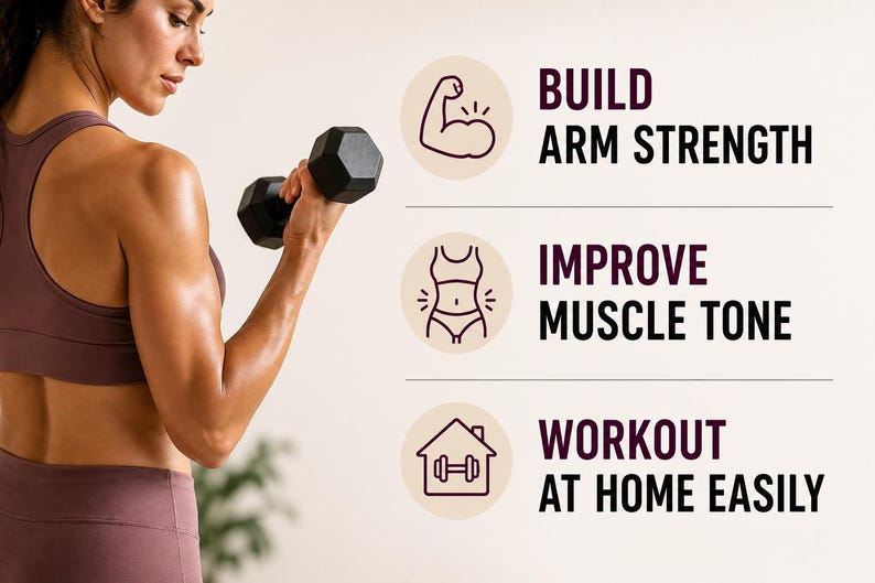 Standing Dumbbell Arm Workout for Women Printable | Upper-Body Strength Chart — original Etsy mockup 9