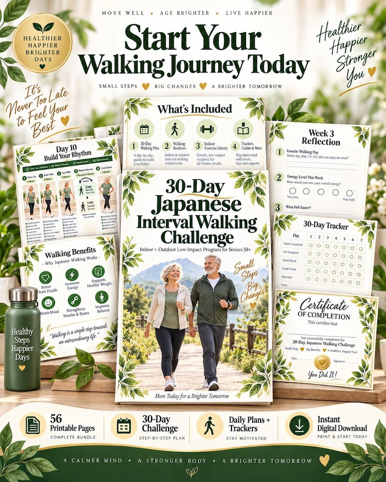 Japanese Walking for Seniors, 30-Day Indoor Outdoor Walking Program — original Etsy mockup 10