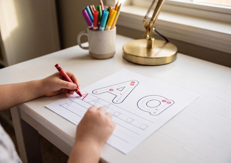 Alphabet Tracing Worksheets A-Z: Preschool Letter Sounds & Writing Practice (PDF Download) — original Etsy mockup 2