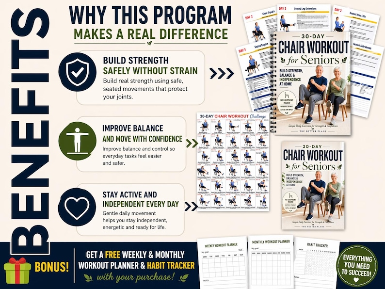 30-Day Chair Tai Chi for Women Printable, Gentle Seated Balance & Mobility Workout, Senior Exercise Plan PDF — original Etsy mockup 8
