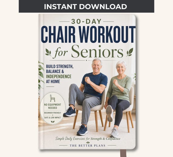 30-Day Chair Tai Chi for Seniors Printable, Seated Balance & Mobility Exercise Plan, Large-Print Workout PDF