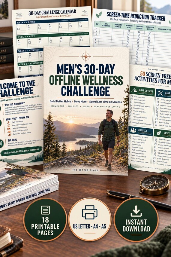 Digital Detox Planner for Men Printable