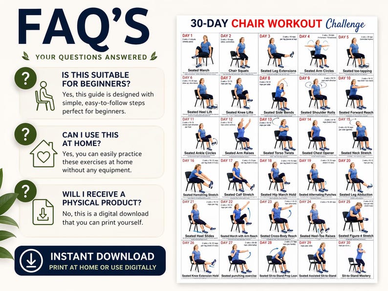 30-Day Chair Tai Chi for Women Printable, Gentle Seated Balance & Mobility Workout, Senior Exercise Plan PDF — original Etsy mockup 9