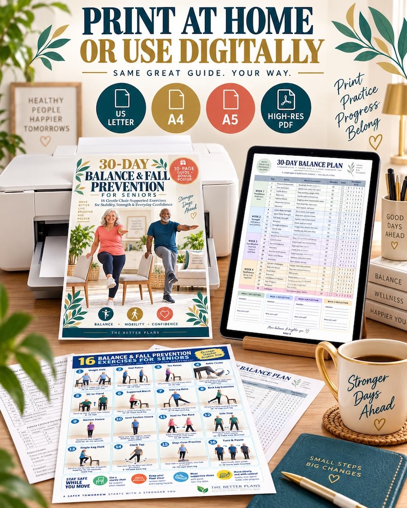 30-Day Balance Challenge for Seniors Printable | Chair-Supported Stability Exercises — original Etsy mockup 7