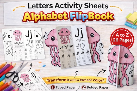 Baby Shower ABC Book Activity: Alphabet Flipbook - Letters Activity Sheets