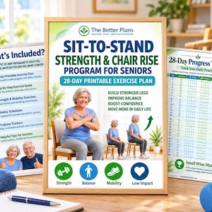 Sit to Stand Exercises for Seniors Printable | 28-Day Chair Rise Strength & Mobility Plan