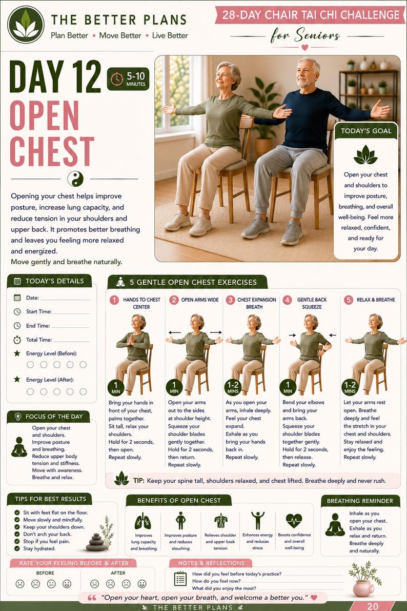 28-Day Chair Tai Chi Challenge for Seniors | Gentle Daily Exercises (Digital Download) — original Etsy mockup 8