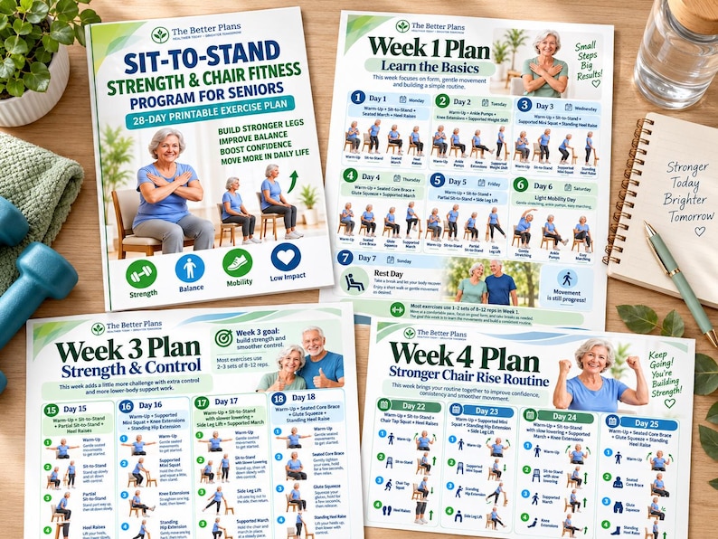 Chair Rise Strength Program for Seniors | Sit to Stand Exercise Plan, 28-Day Printable PDF — original Etsy mockup 9