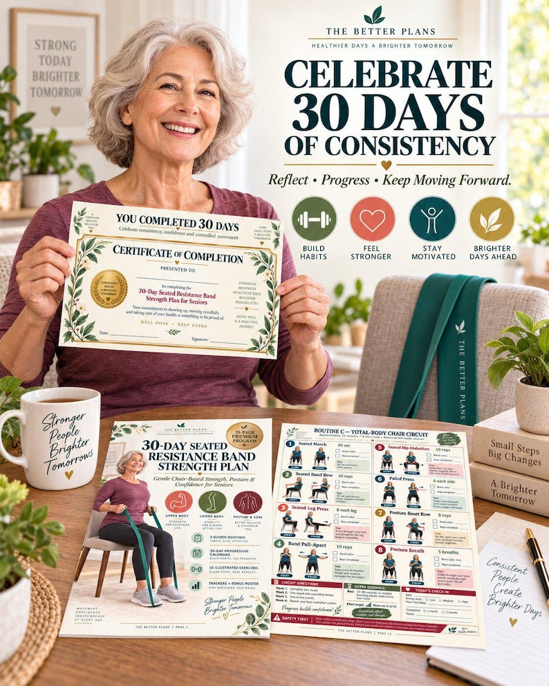 Senior Chair Resistance Band Workout, 30-Day Seated Exercise Printable, Low Impact Strength and Mobility Plan — original Etsy mockup 11