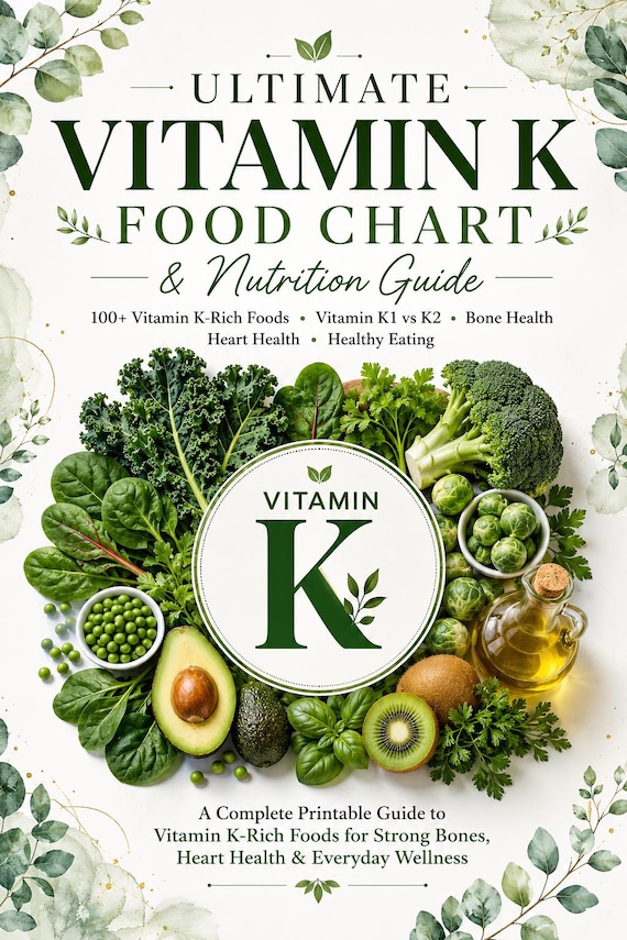 Vitamin K Food List Printable | High & Low Vitamin K, K1 K2 Chart