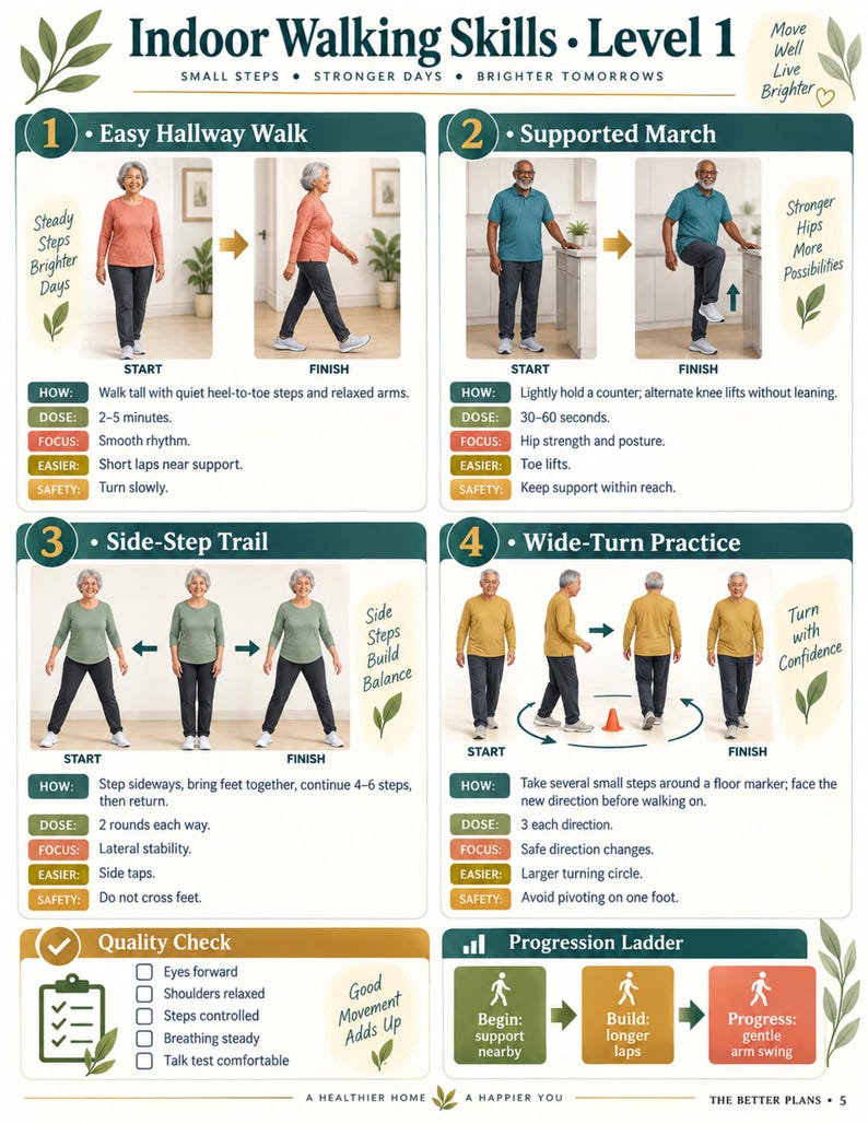 30 Day Indoor Walking Challenge for Seniors, Low Impact Exercise Plan, Balance and Mobility Printable, Senior Fitness PDF — original Etsy mockup 3
