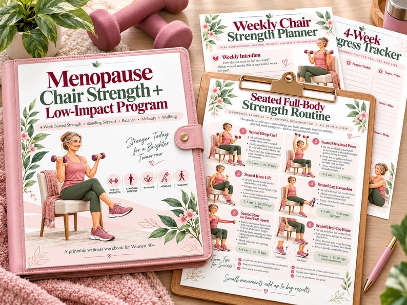 Menopause Chair Strength Program, 16-Page Low-Impact Workout for Women 40+ — original Etsy mockup 5