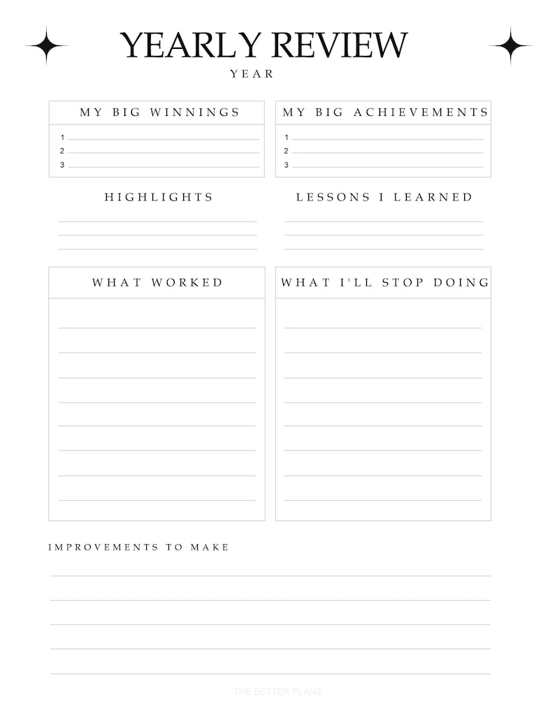 Yearly Review Printable Planner – Goal Setting, Reflection (A4/A5/Letter PDF) — original Etsy mockup 2
