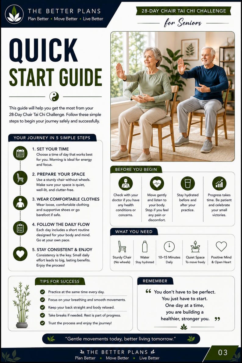28-Day Chair Tai Chi Challenge for Seniors | Gentle Daily Exercises (Digital Download) — original Etsy mockup 3