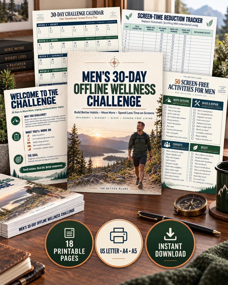 Digital Detox Planner for Men Printable — original Etsy mockup 11