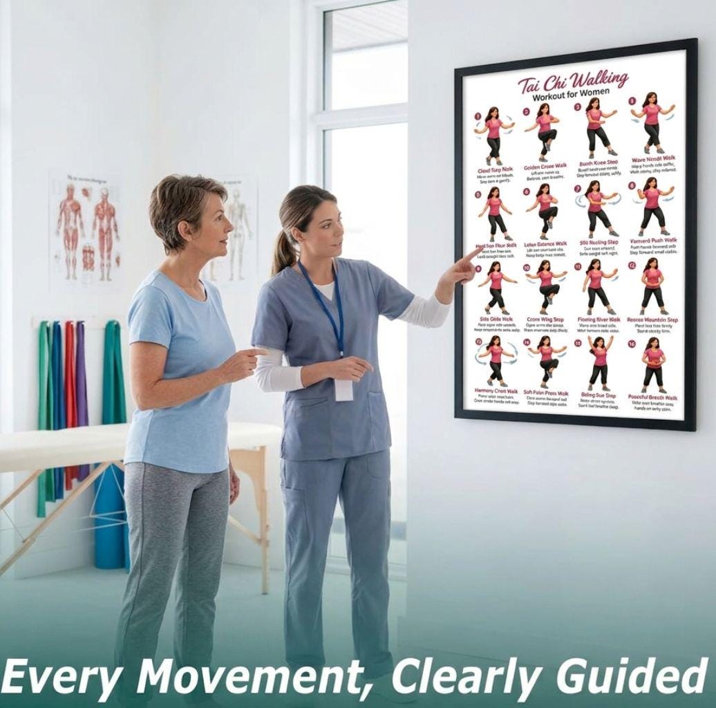 Printable Tai Chi Walking Workout Chart for Women, Seniors Balance ...