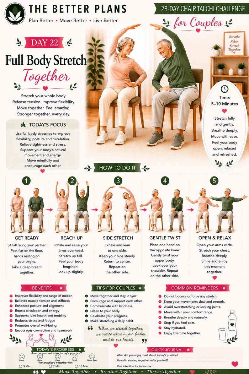 28-Day Chair Tai Chi Challenge for Couples, Balance & Flexibility Program (Digital Download) — original Etsy mockup 10