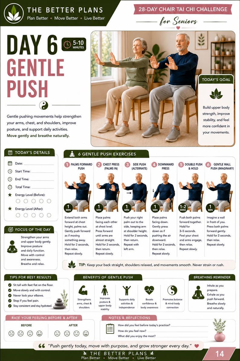28-Day Chair Tai Chi Challenge for Seniors | Gentle Daily Exercises (Digital Download) — original Etsy mockup 7