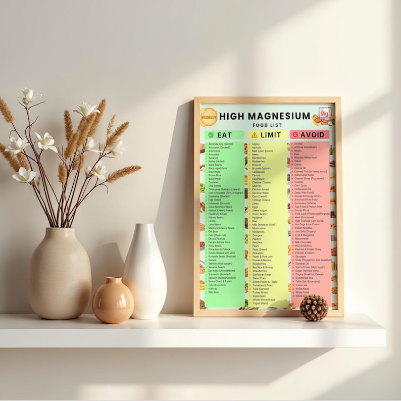 High Magnesium Food List Printable | Magnesium-Rich Foods & Grocery Chart — original Etsy mockup 10