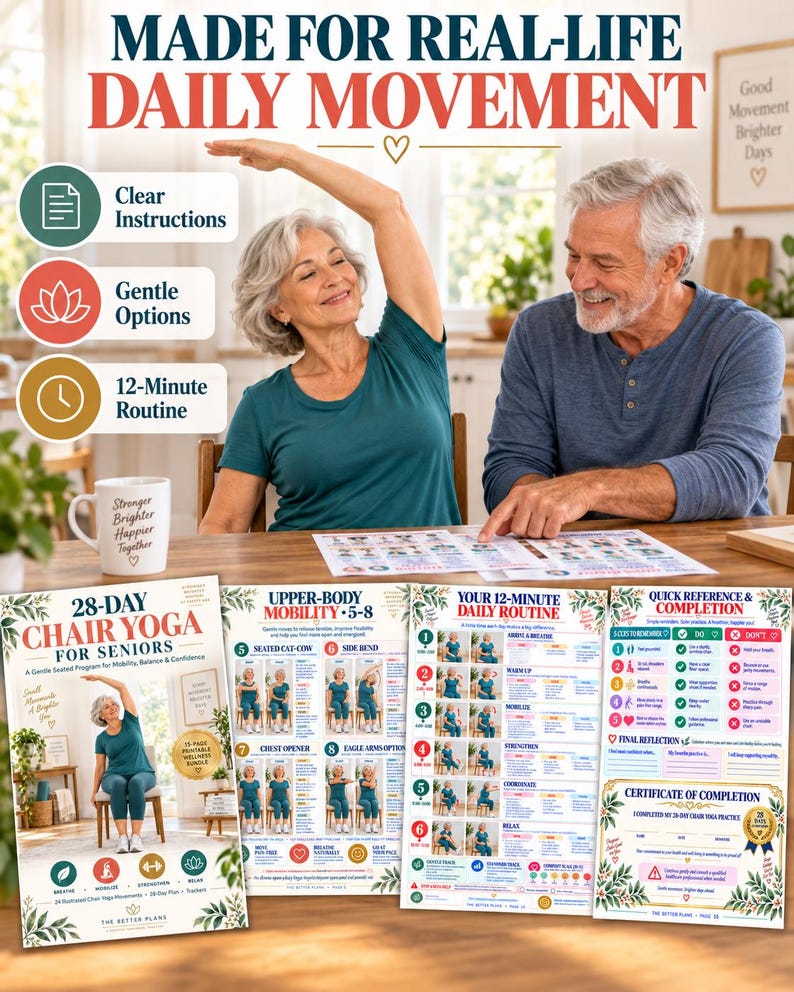 28-Day Chair Yoga for Seniors Printable | Seated Balance & Mobility Plan — original Etsy mockup 5