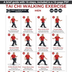 Tai Chi Walking Workout for Men, Seniors Balance Exercise (PDF Download)