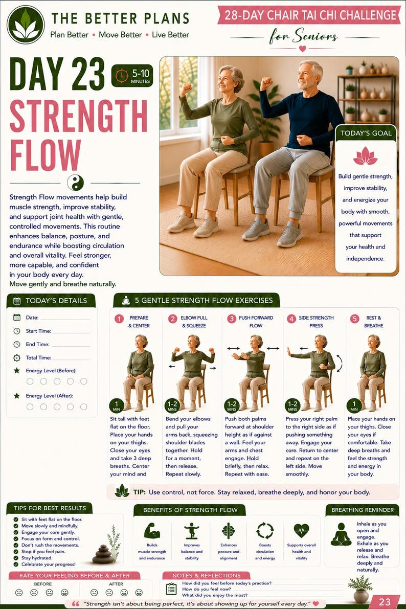 28-Day Chair Tai Chi Challenge for Seniors | Gentle Daily Exercises (Digital Download) — original Etsy mockup 11