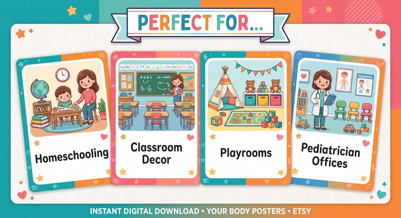 15-Poster Kids Human Body Bundle, Anatomy Systems, Science Classroom Decor (Digital Download) — original Etsy mockup 12